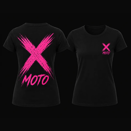 X MOTO Rider Tee in pink - graphic tee for moto and e-bike riders